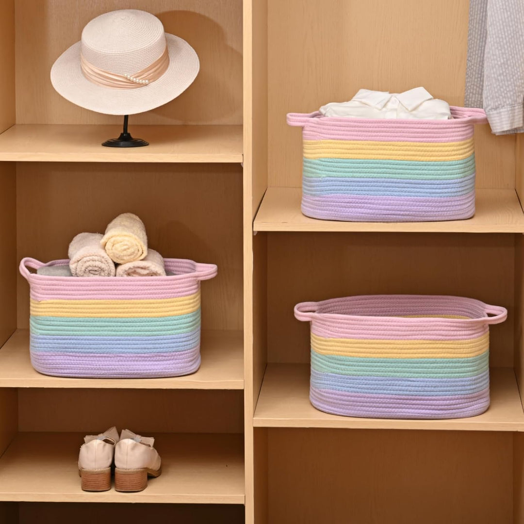 Baumwollseil gewebter Aufbewahrungskorb, verwendet für Baby Hamper Spielzeug Organizer, Geschenkkörb