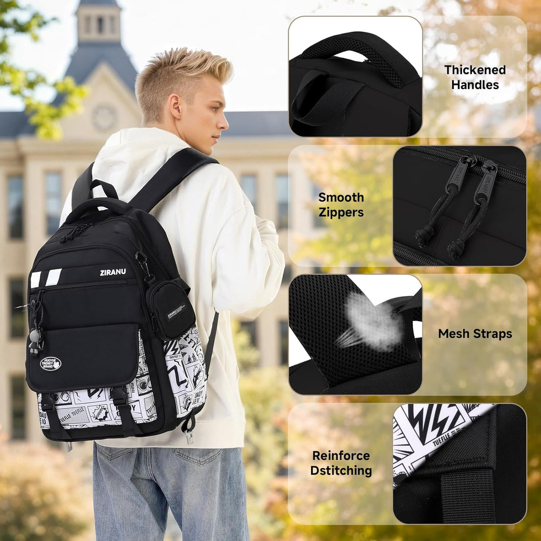 Amythe Schulrucksack Jungen Teenager, Gross Rucksack Schule Lässiger Oberstufe Schulranzen Wasserabw