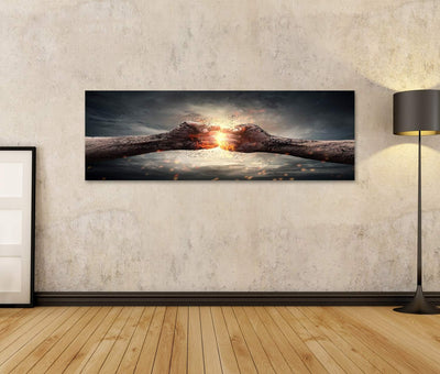 islandburner Bild auf Leinwand Zwei Fäuste Zusammenstoss Stürmischer Himmel Bilder Wandbilder Poster