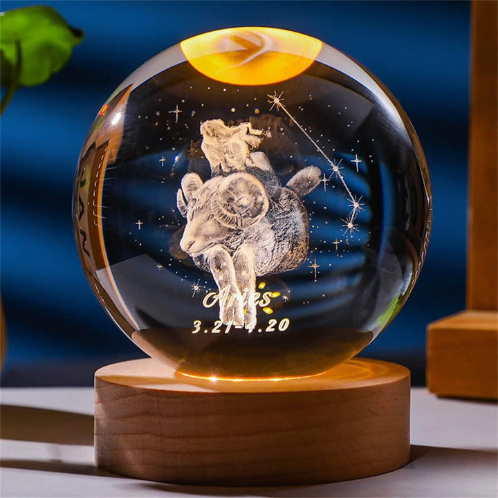 qianyue Laser Gravierte Sternzeichen Kristallkugel Miniatur 3D Kristall Handwerk Dekoration Glas Kug