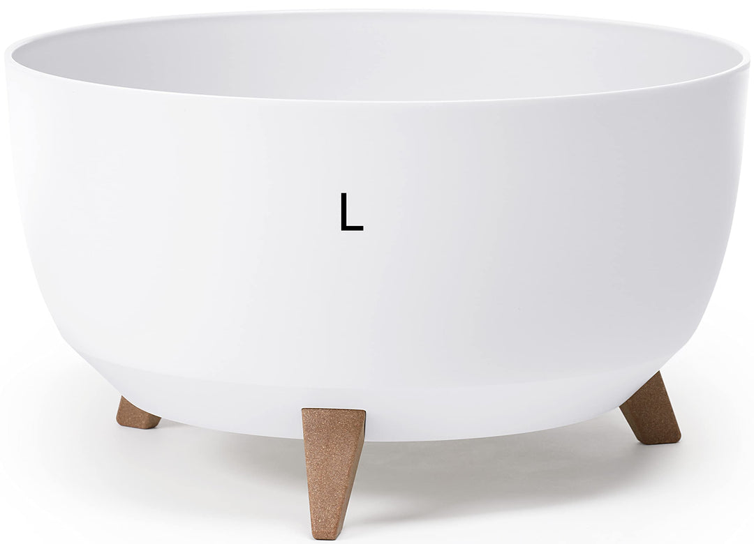 MELTOM Blumentopf mit Füssen aus Kunststoff Schale mit Einsatz, Farbe Weiss, H: 25 cm, D: 40 cm, Grö