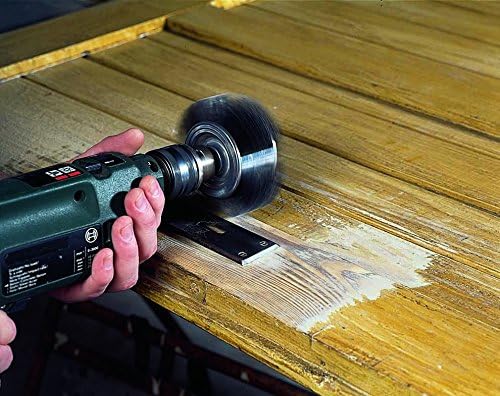 kwb AGRESSO SCHLEIFBÜRSTE für Bohrmaschine - Gekröpfte Form, 110 mm Durchmesser - Ideal für Reinigun