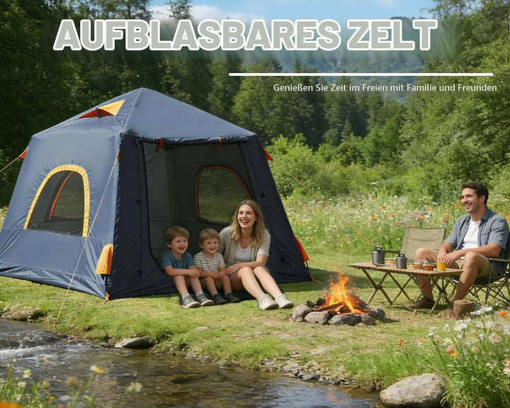 Inflatable Camping Tent, with Manual air Pump, Easy to Set up, Outdoor Inflatable Tent, can accommod