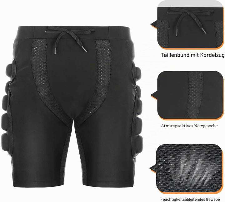 Schützende gepolsterte Shorts, 3D-Schutz, Kurze Hose, Hüftpolster-Kompressionsshorts, Aufprallshorts