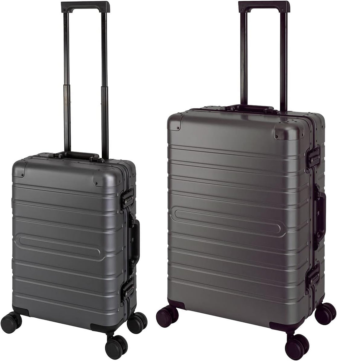 Travelhouse Oslo Alu Reisekoffer Graphit S-55cm & M-65cm Hartschalenkoffer Reise Trolley Koffer Set