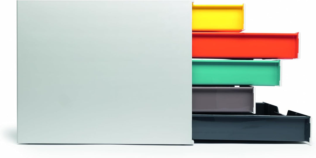 Durable Schubladenbox A4 (Varicolor Mix) 5 Fächer, mit Etiketten zur Beschriftung, mehrfarbig, 76252