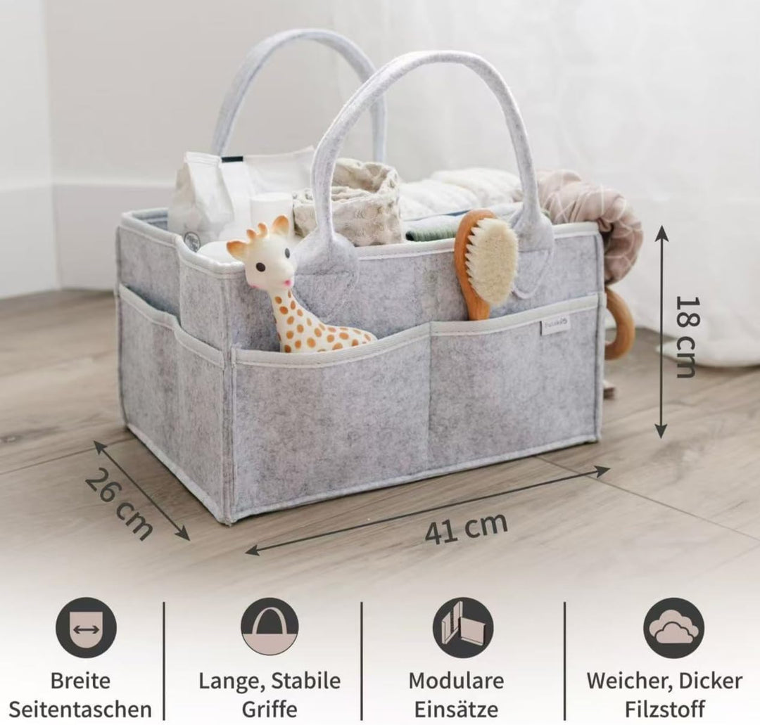 PUTSKA Windelkorb Organizer – Extra grosser Aufbewahrungskorb fürs Kinderzimmer, ideal für Wickelsta