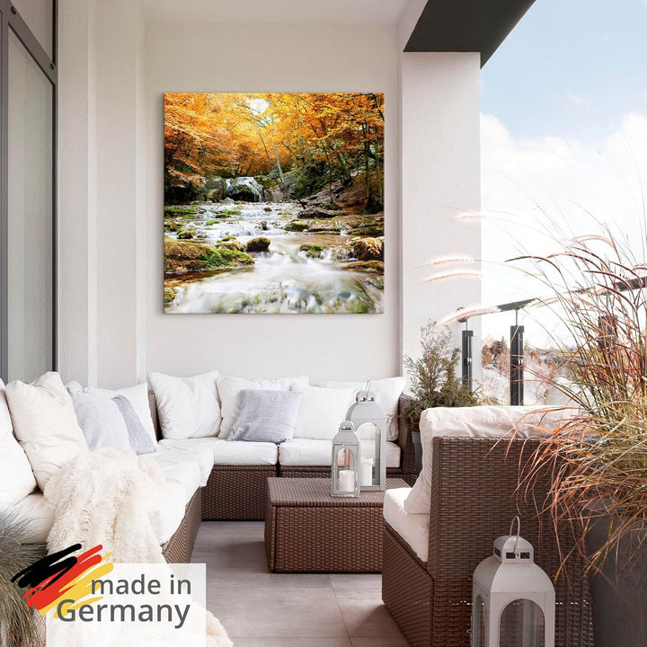 ARTland Wandbild Alu Verbundplatte für Innen & Outdoor Bild 40x40 cm Herbst Landschaft Natur Wald Wa