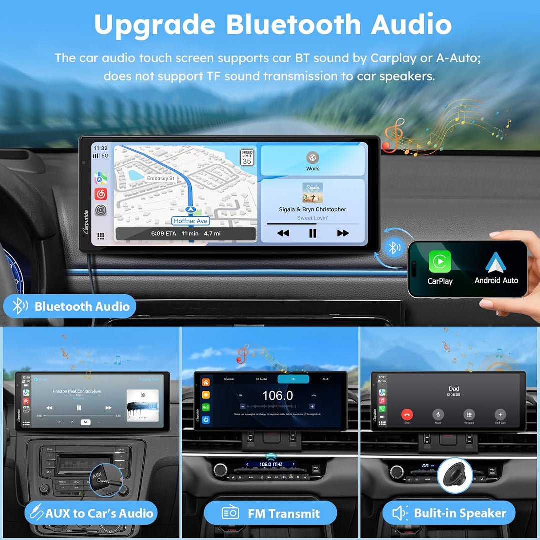 CARPURIDE W903S3 CarPlay Display 9.3" Triple Kamera 4K Android Auto GB TF 9.3 zoll, 9.3 zoll
