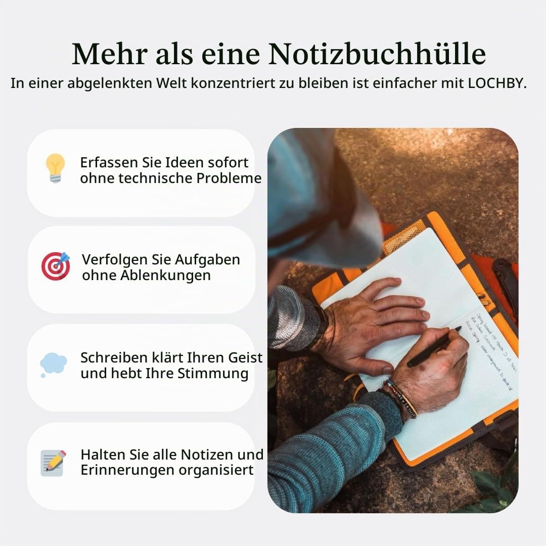 LOCHBY Feldjournal, Planer, Skizzenbuch, gewachste Leinwand, wasserabweisender Einband, stabile Stif