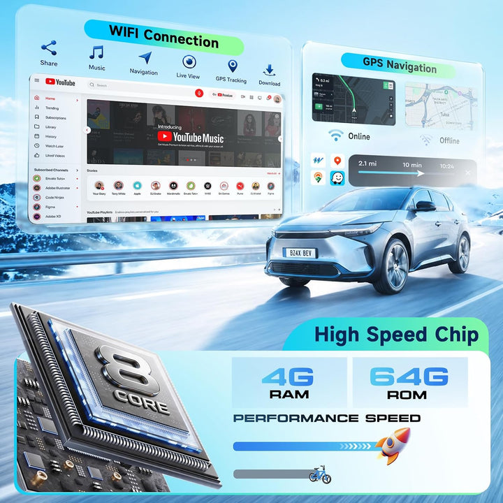 Hodozzy 8 Core 4G+64G Autoradio für Toyota Yaris 2005-2011 Wireless Carplay | Wireless Android Auto,