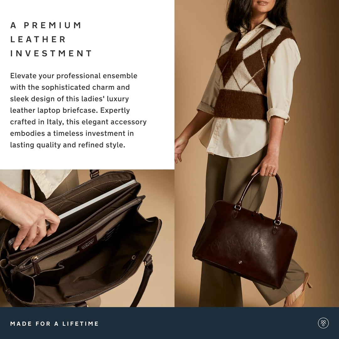 Maxwell Scott Hochwertige Damen Leder Handtasche Fiorella in DunkelBraun, Dunkelbraun
