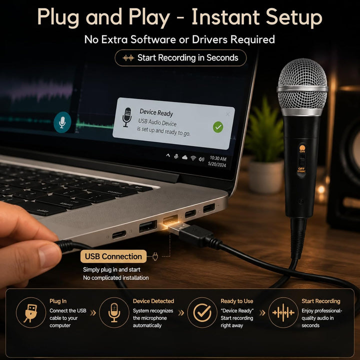 Dynamischer Mikrofon, Professionelles USB-Kondensatormikrofon | Vocal Dynamisch Microphone Karaoke H