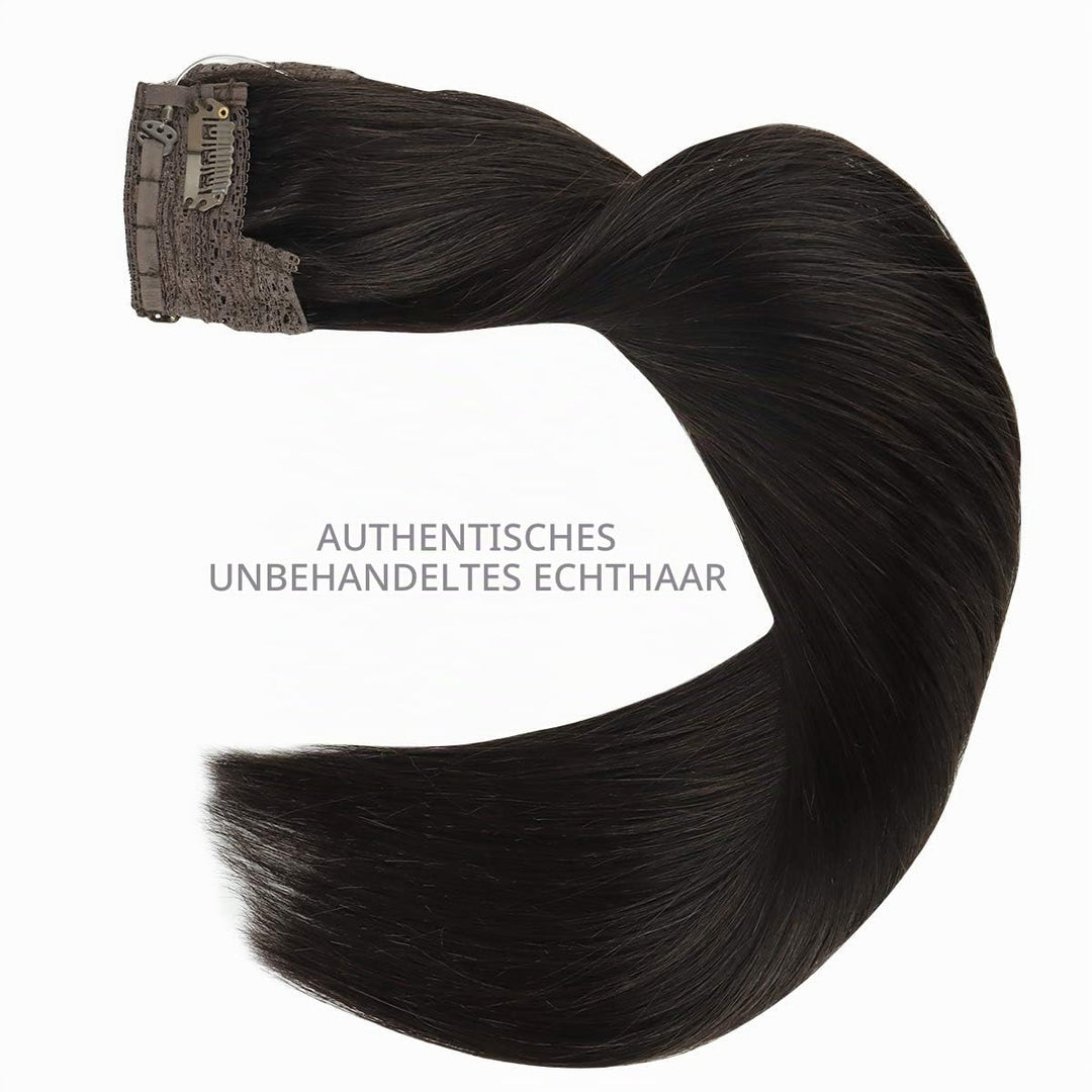 WENNALIFE Secret Hair Extensions Echthaar, 45cm 18 Inch 95g Natürliches Schwarz Remy Haarverlängerun