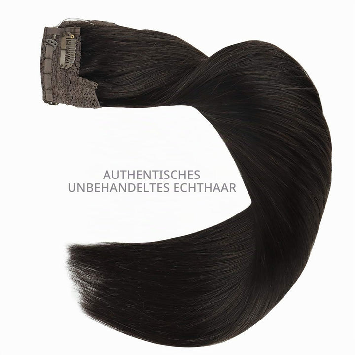 WENNALIFE Secret Hair Extensions Echthaar, 45cm 18 Inch 95g Natürliches Schwarz Remy Haarverlängerun