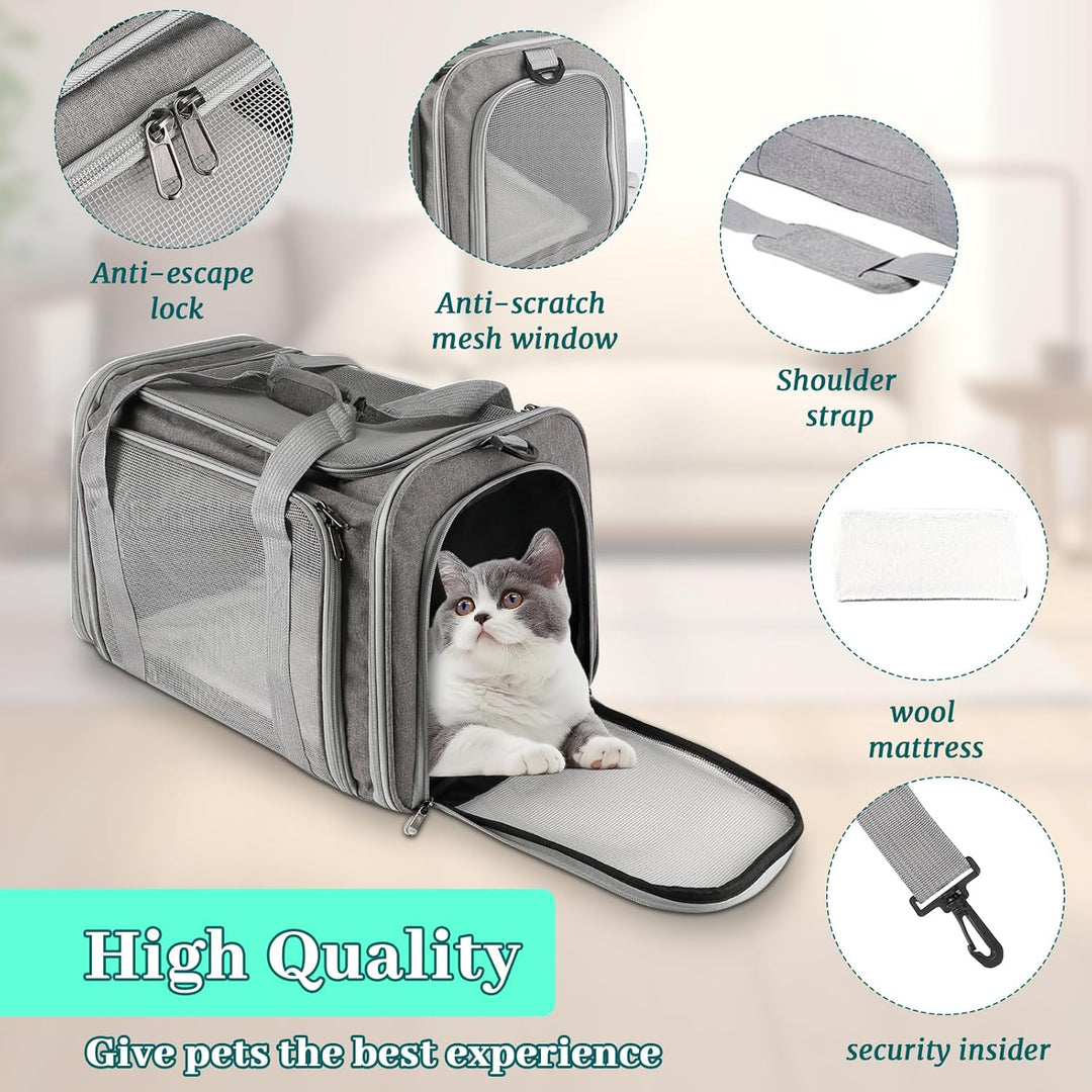 Sprifityy 45x30x30 cm Katzentransporttasche Haustiertasche, Katzen Tragetasche Faltbar und Atmungsak