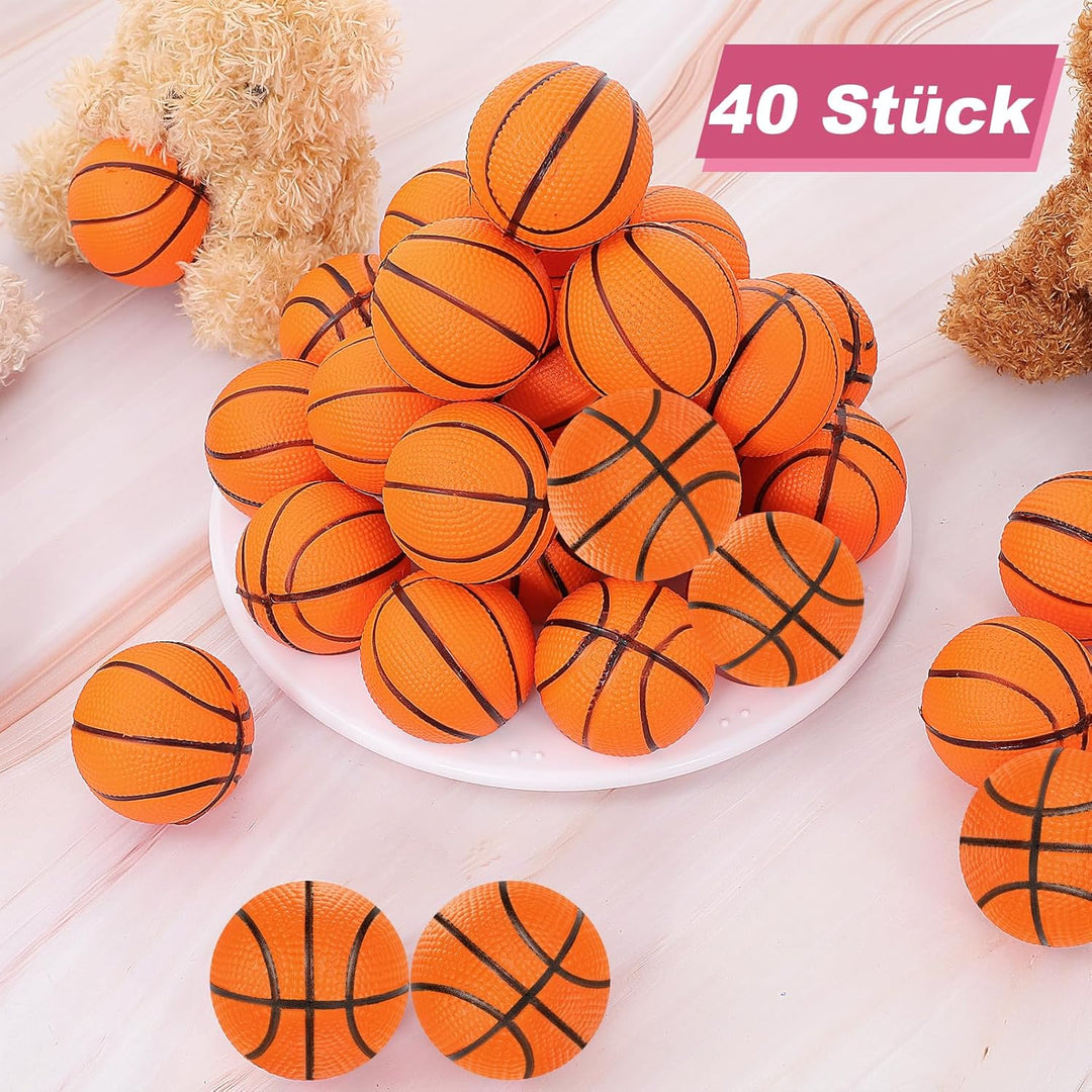 Cptoion 40 Stück Mini Basketball, 4 cm Mini-Basketball-Stress-Bälle, Kleine Basketball-Stressbälle,
