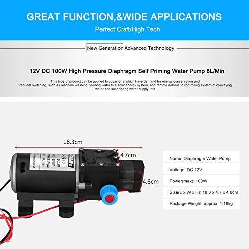 12V DC Selbstansaugend Wasserpumpe 8L Druckwasserpumpe 100W 160Psi für Auto waschen boot Reinigung u