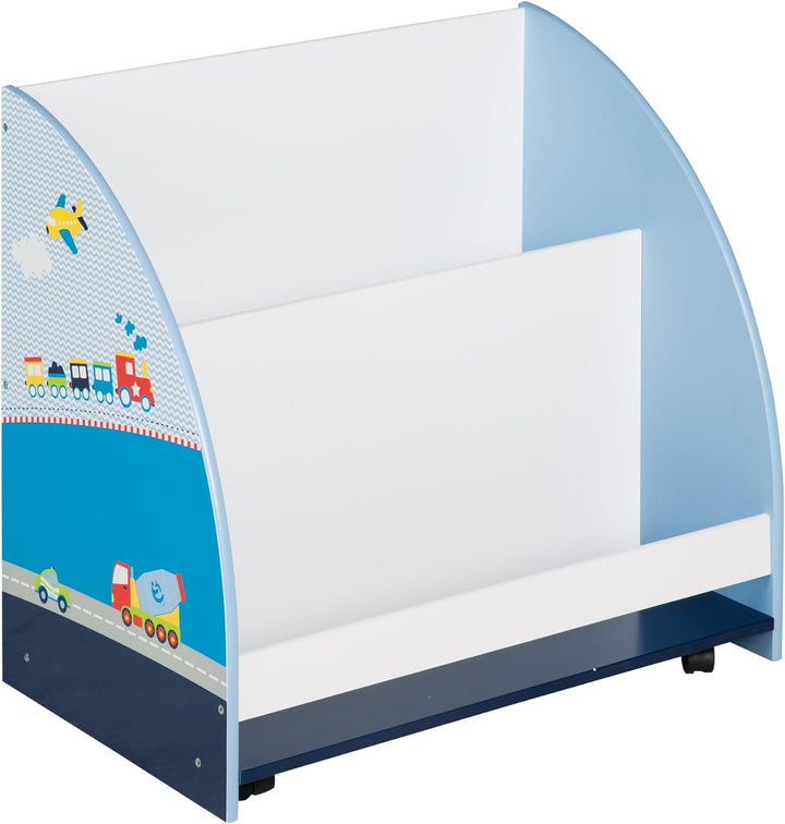 roba Kinder Regal 'Rennfahrer', Spielzeug- & Bücher-Regal fürs Kinderzimmer, Spielregal fahrbar & dr