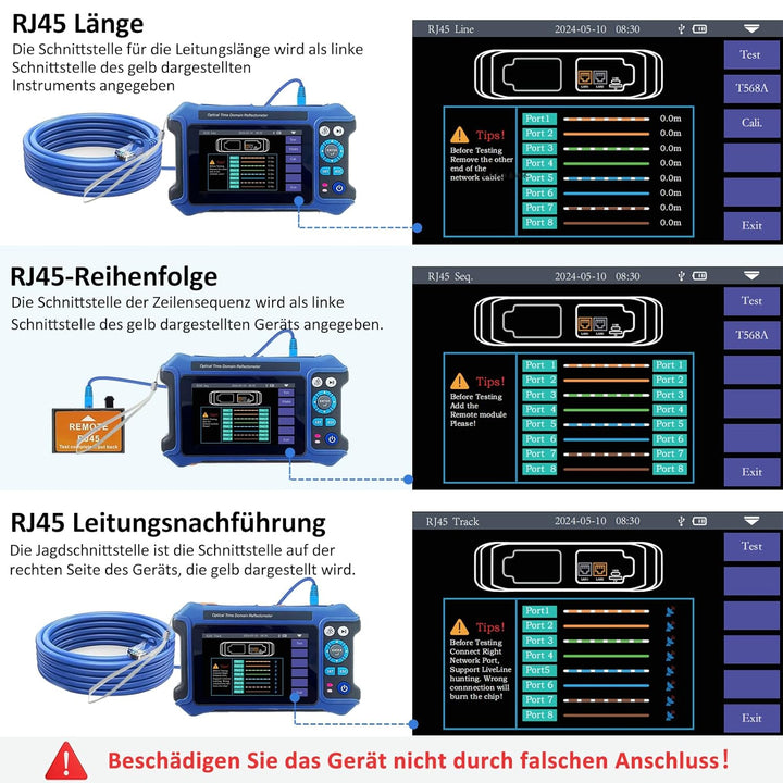 16-in-1 OTDR Optical Fiber Tester 1310/1550nm, 11cm Touchscreen und Event Map OLT (Optical Loss Test