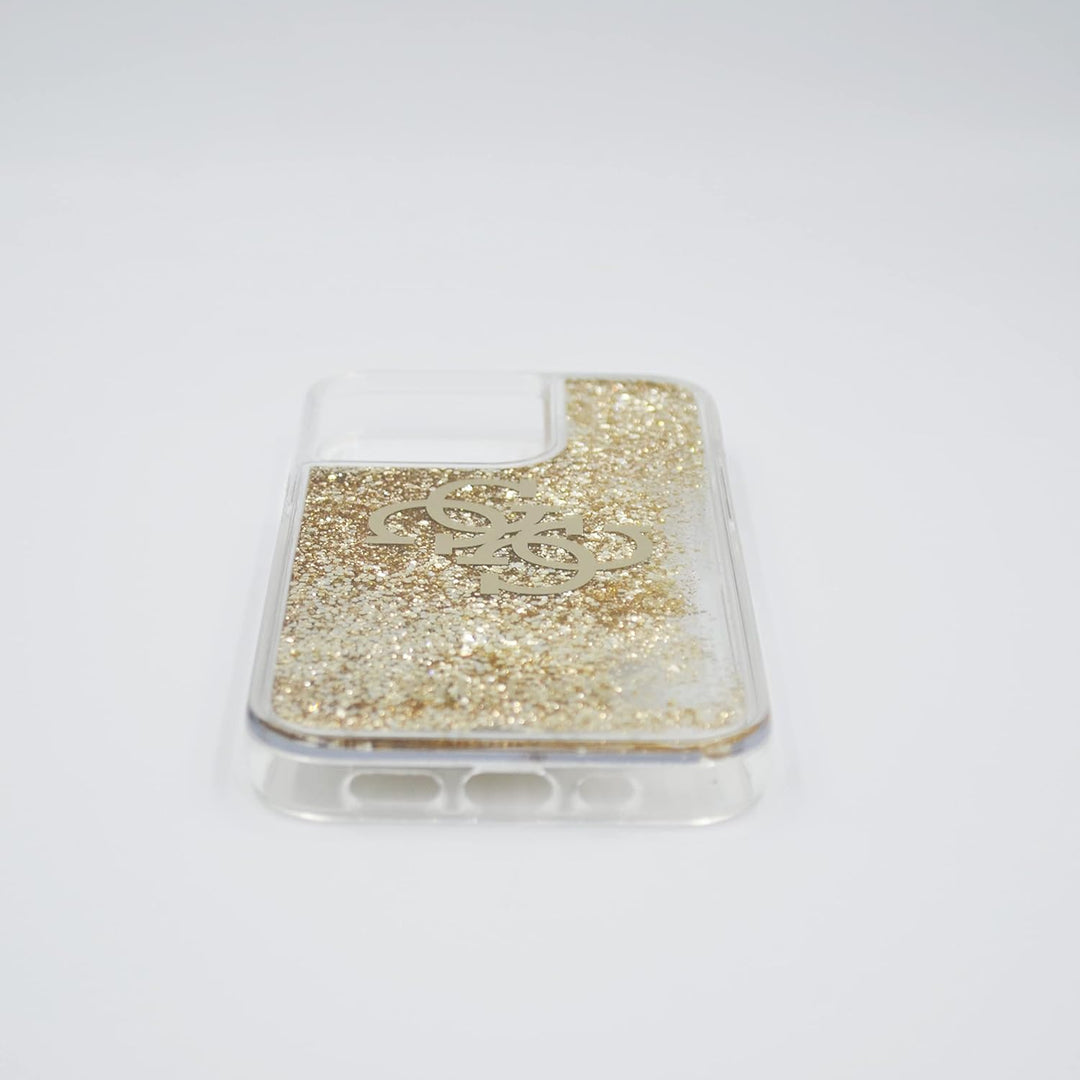 Guess GUHCP13LLG4GGO Hülle für iPhone 13 Pro / 13 6,1" golden 4G Big Liquid Glitter