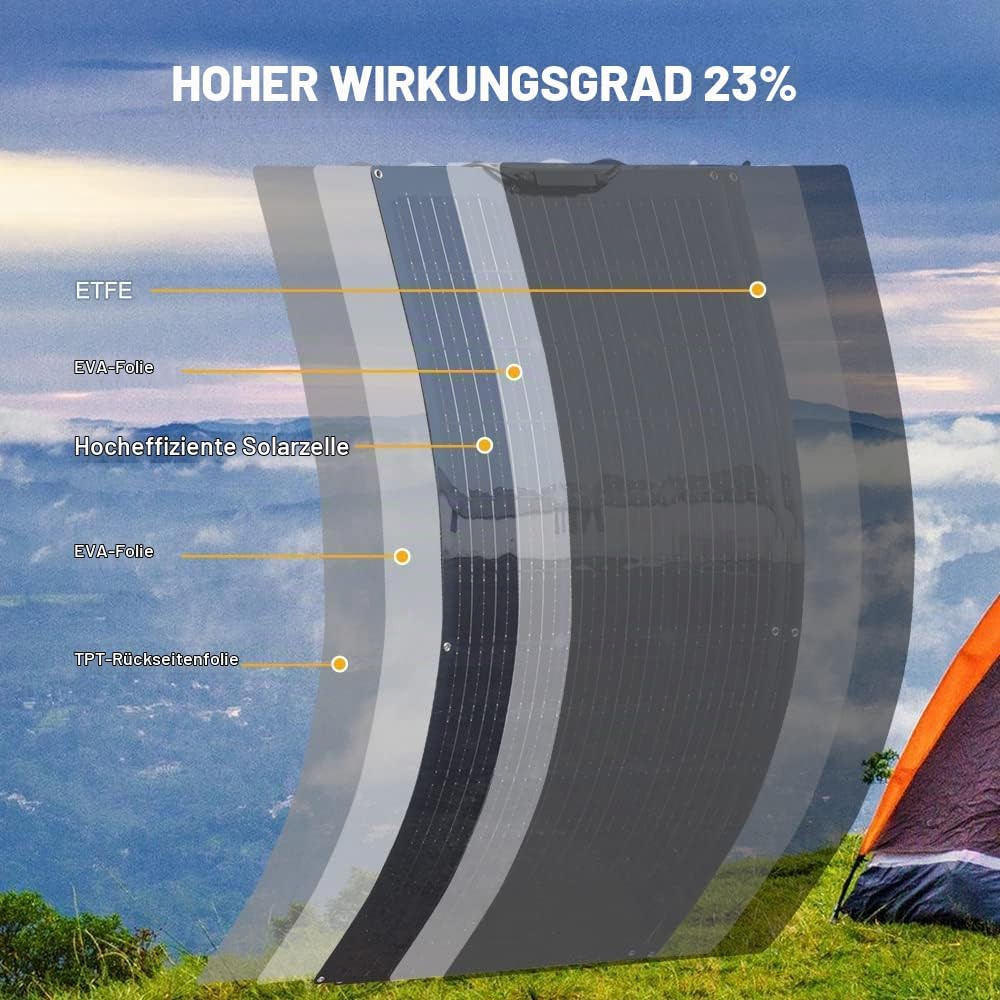 WUZECK 200w 12v/24v Solarpanel Solarmodul Solarpanel-Set, 2 x100W Flexible Solarpanel monokristallin