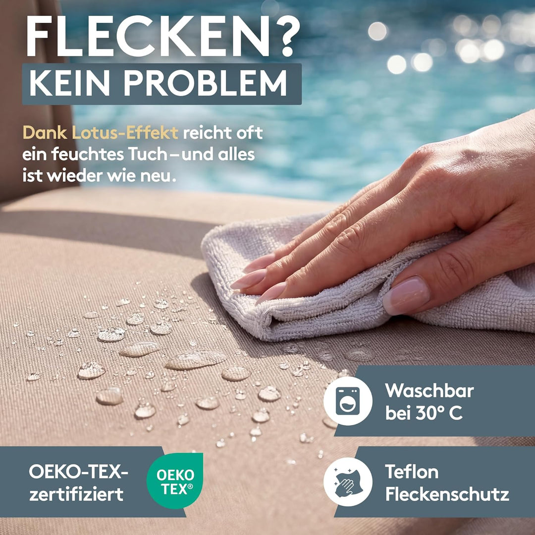 LILENO HOME Gartenstuhl Auflagen [2er Set - Niedriglehner] in Taupe - Bequeme Liegen als Sitzauflage