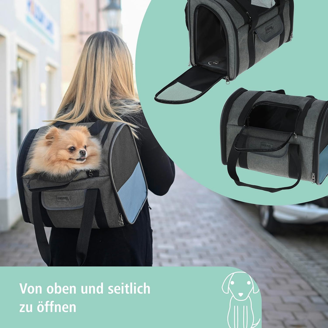 Hunderucksack Vacation 43x24x30cm, grau/blau
