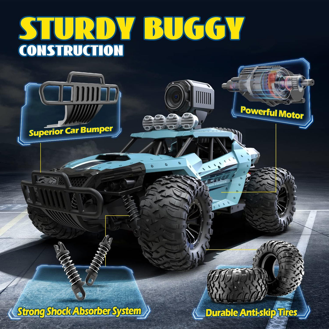 DEERC Ferngesteuertes Auto 1:16 RC Truck mit 720P Kamera Foto WiFi Übertragung 2.4Ghz 2 Akku 60 Minu