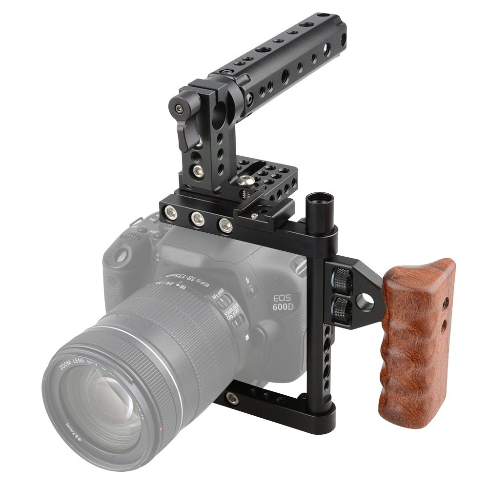 CAMVATE DSLR Kamera Käfig EIN Top Griff Holz Grip für 60D A99 D7000 G7
