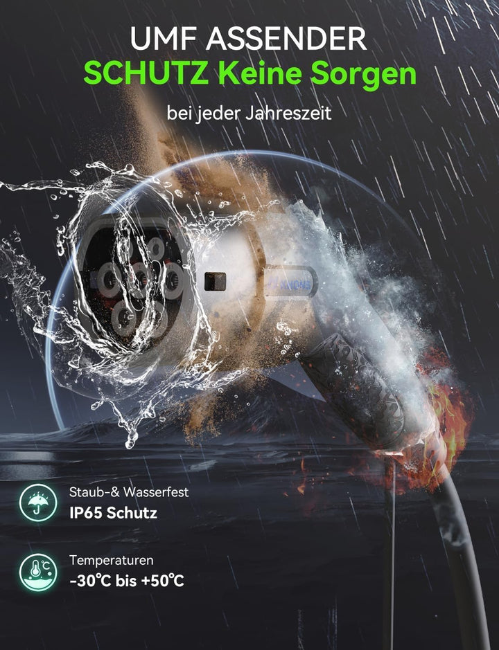 Typ 2 EV Ladekabel 11 KW / 16 A / 3 Phasig / 5m Ladekabel Typ 2, für EV Ladegerät EV Charger 11 KW g