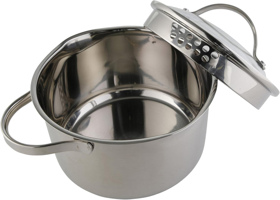 axentia Kochtopf Pado aus poliertem Edelstahl 24cm - Topf mit Glasdeckel - Suppentopf mit Schüttrand