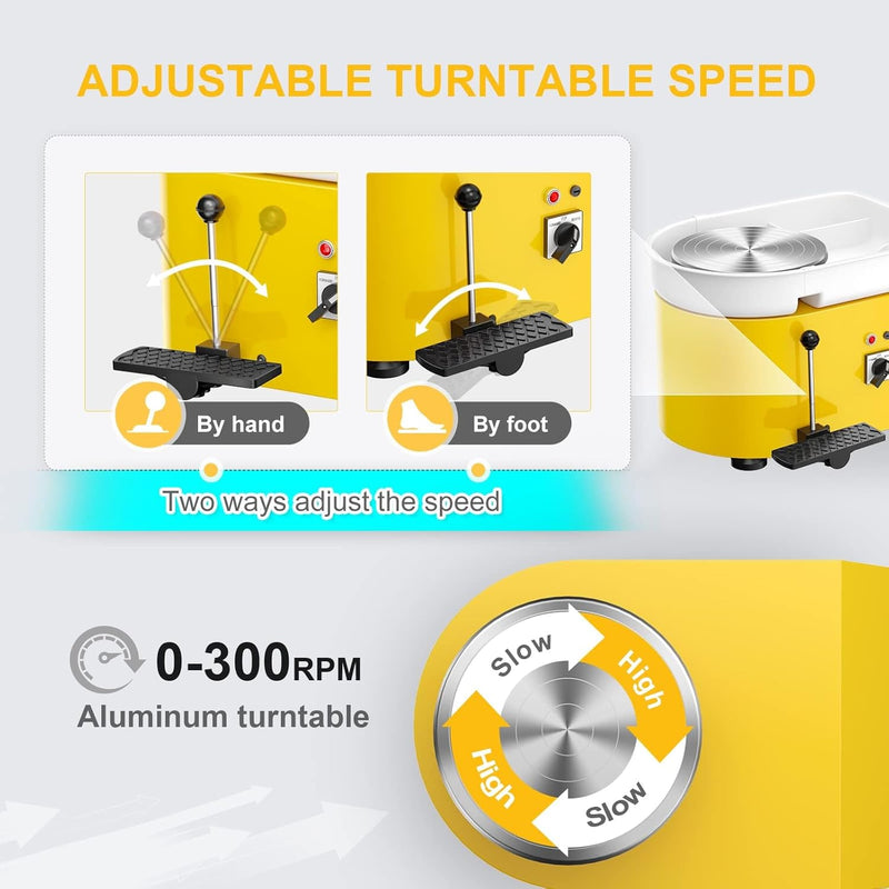VAYOTOY Elektrische Töpferscheibe Maschine 25CM 350W Keramik Clay Maschine Professionelle Töpfersche