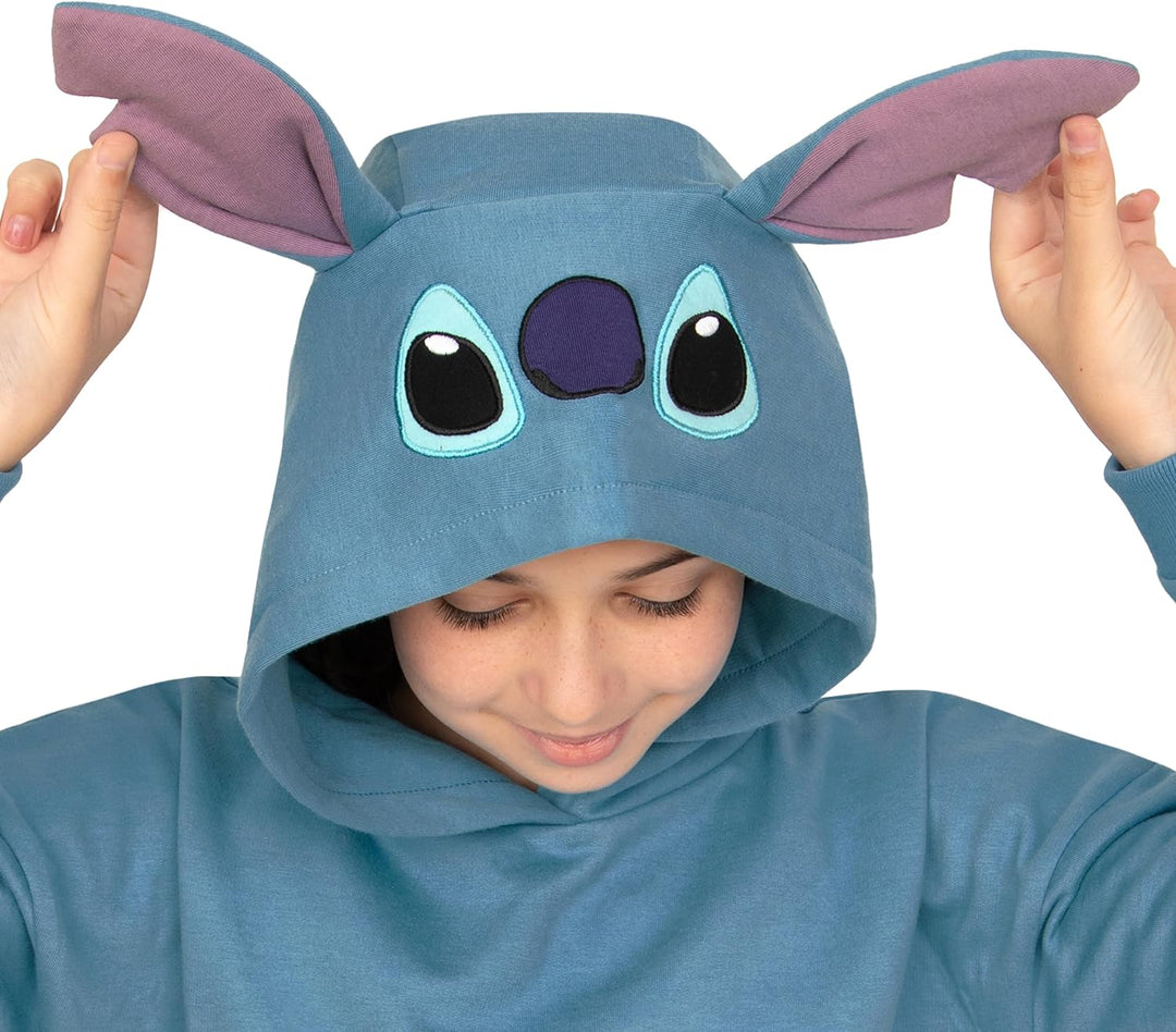 Disney Lilo Und Stitch Hoodie, Langer Kinder Hoodie, Stitch Pullover Mit 3D-Ohren, Baumwoll Mädchenk