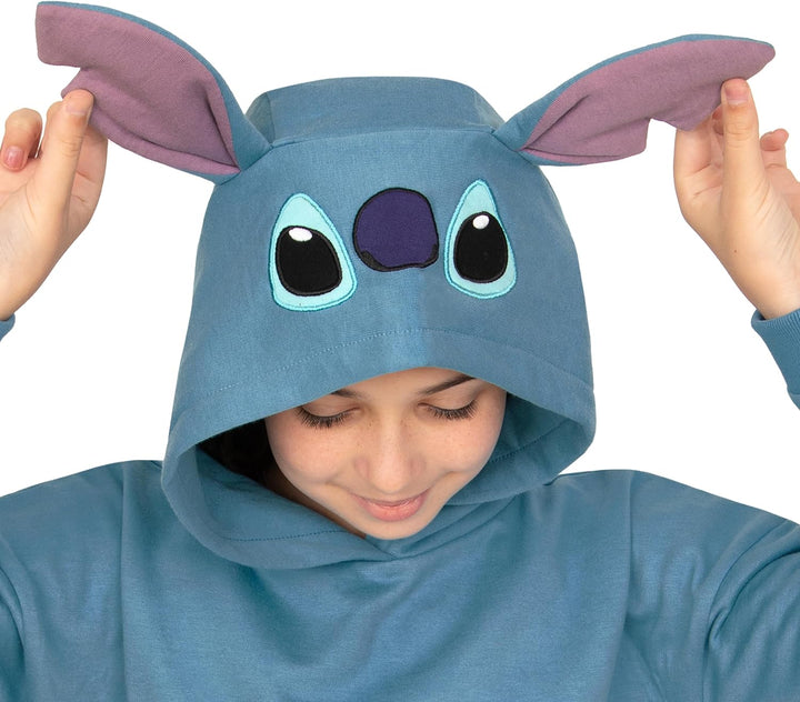 Disney Lilo Und Stitch Hoodie, Langer Kinder Hoodie, Stitch Pullover Mit 3D-Ohren, Baumwoll Mädchenk
