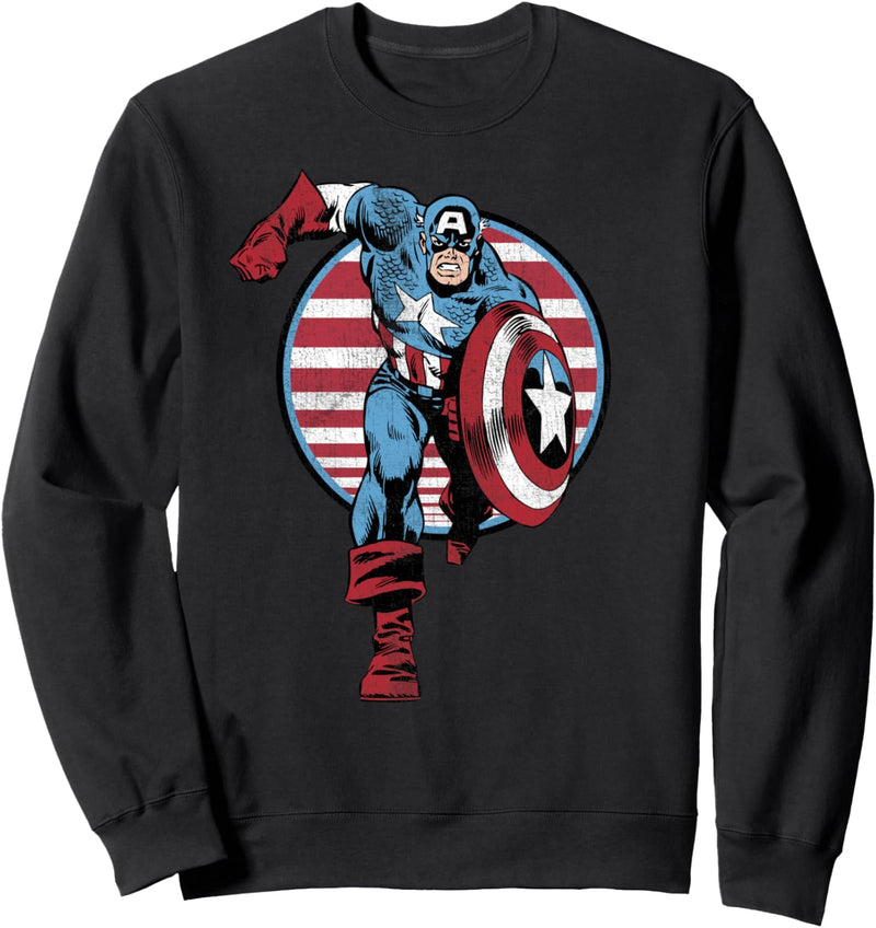Marvel Captain America Running Striped Circle Portrait Sweatshirt