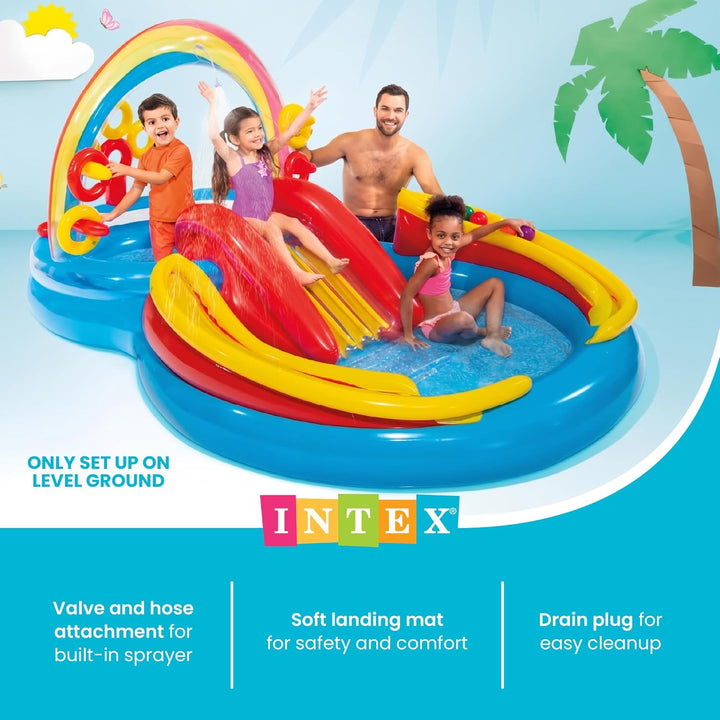 Intex Rainbow Ring Play Center - Kinder Aufstellpool - Planschbecken - 297 x 193 x 135 cm - Für 3+ J