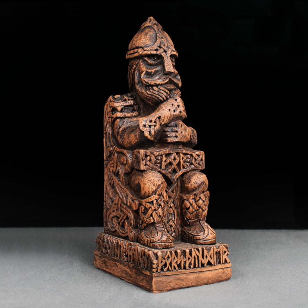 Dryad Design Nordischer Gott Thor Statue Holz-Finish