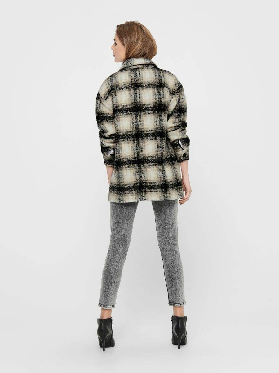 ONLY Female Lange Hemdjacke ONLALLISON Lange Hemdjacke XS Pumice Stone/Checks:black, XS Pumice Stone
