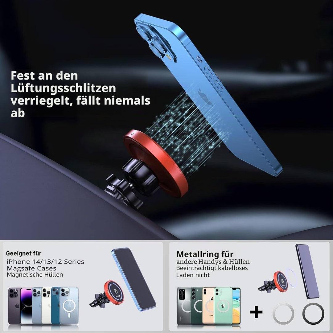 OHLPRO Magsafe Autohalterung mit Ladefunktion, 15W Schnellladegerät Magnetische Handyhalterung Auto