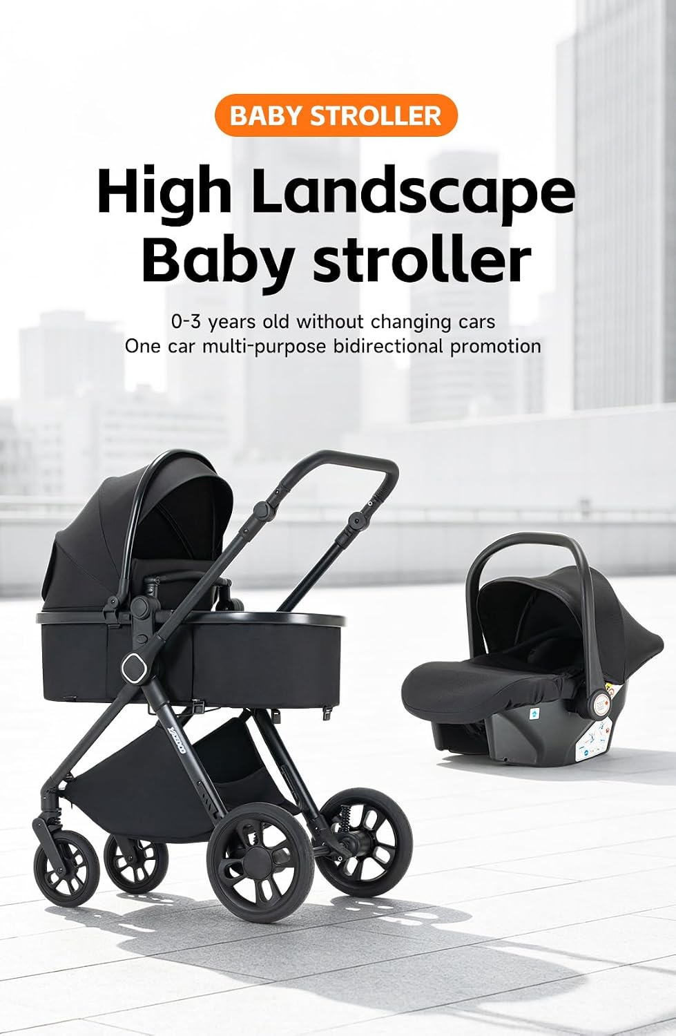 GLOKID 3 in 1 Kinderwagen Komplettset | Bis 22 kg, Höhenverstellbarer, Verstellbare Liegeposition, K
