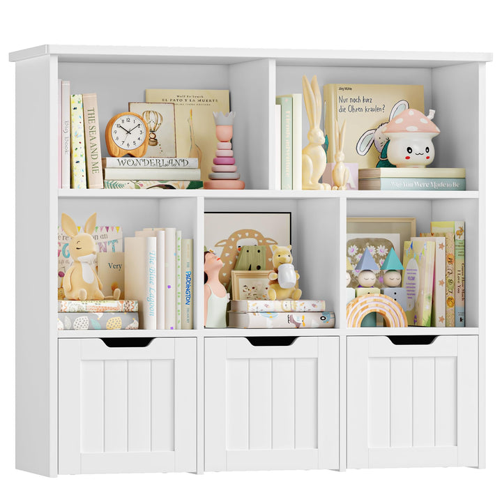 FOREHILL Kinderregal mit Boxen auf Rollen, Kinderzimmer Möbel, Spielzeugregl, Aufbewahrungregal,Büch