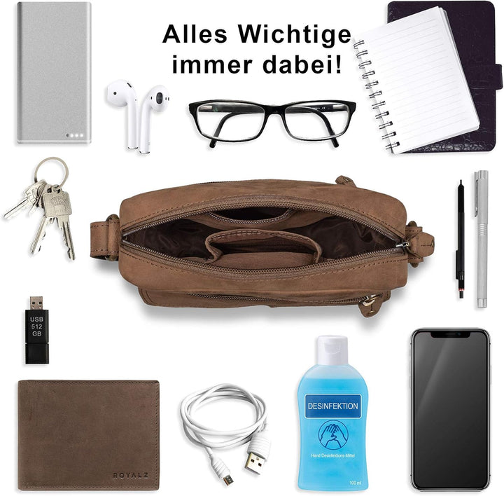 ROYALZ 'Oregon' Leder Umhängetasche Herren Klein Männer Ledertasche Vintage Herrenhandtasche Moderne