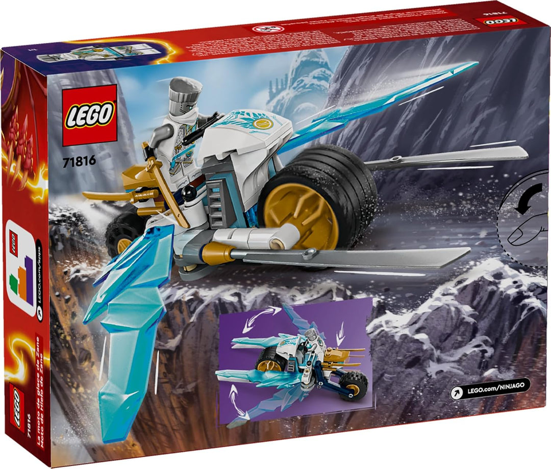 Lego NINJAGO 71816 Zanes EIS-Motorrad-Spielzeug mit 1 Minifigur inklusive, baubares Modellfahrzeug,