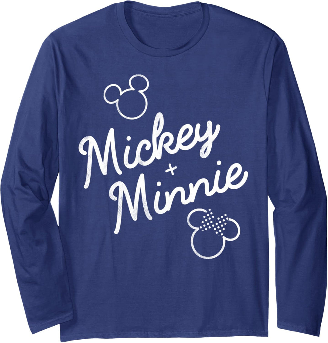 Disney Mickey Plus Minnie Mouse Outline Langarmshirt