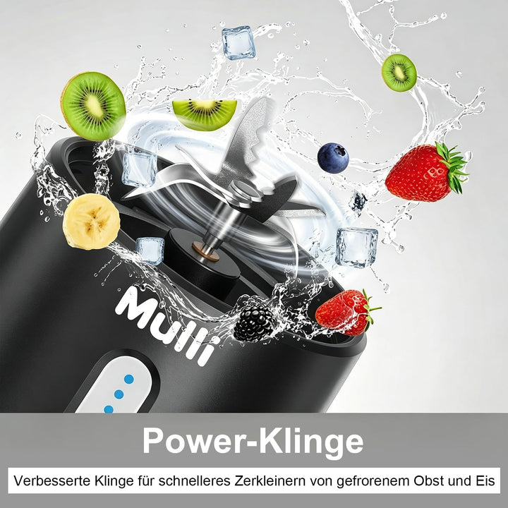 Mulli Tragbarer Mixer mit Reisedeckel – 500ml USB-wiederaufladbarer persönlicher Smoothie- und Prote