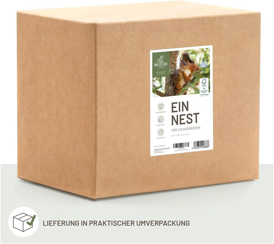 wildtier liebe Eichhörnchen Kobel - Nest für Eichhörnchen aus verschraubtem Massiv-Holz, Eichhörnche