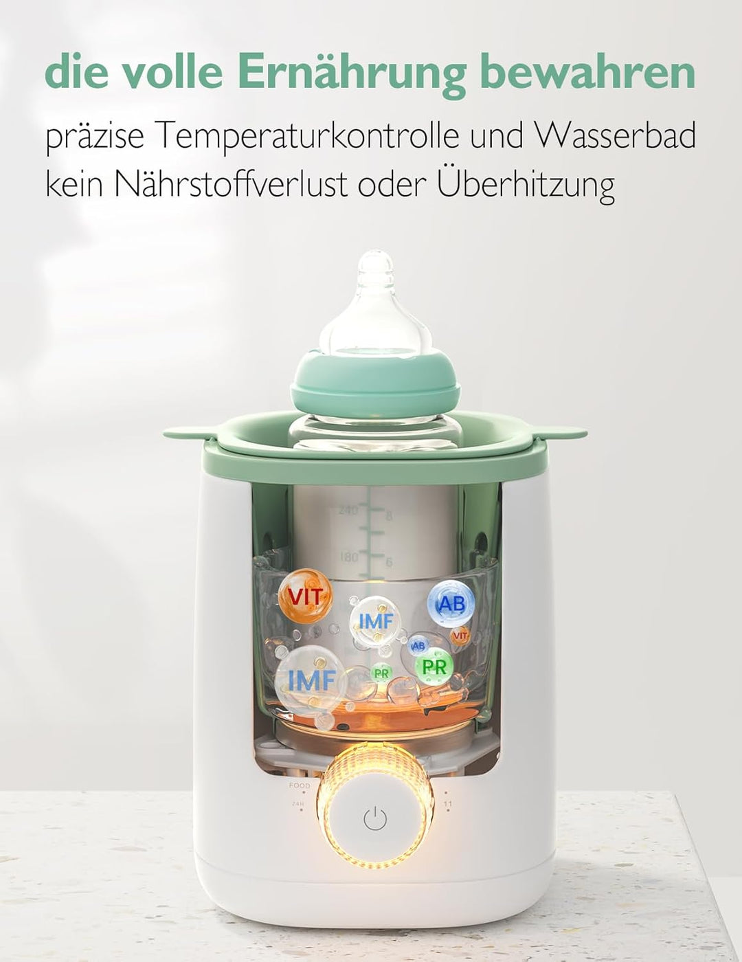 Momcozy MW02 Nutri-Flaschenwärmer Baby mit präziser Temperaturkontrolle &amp; Nachtlicht | 9-in-1 Fasche