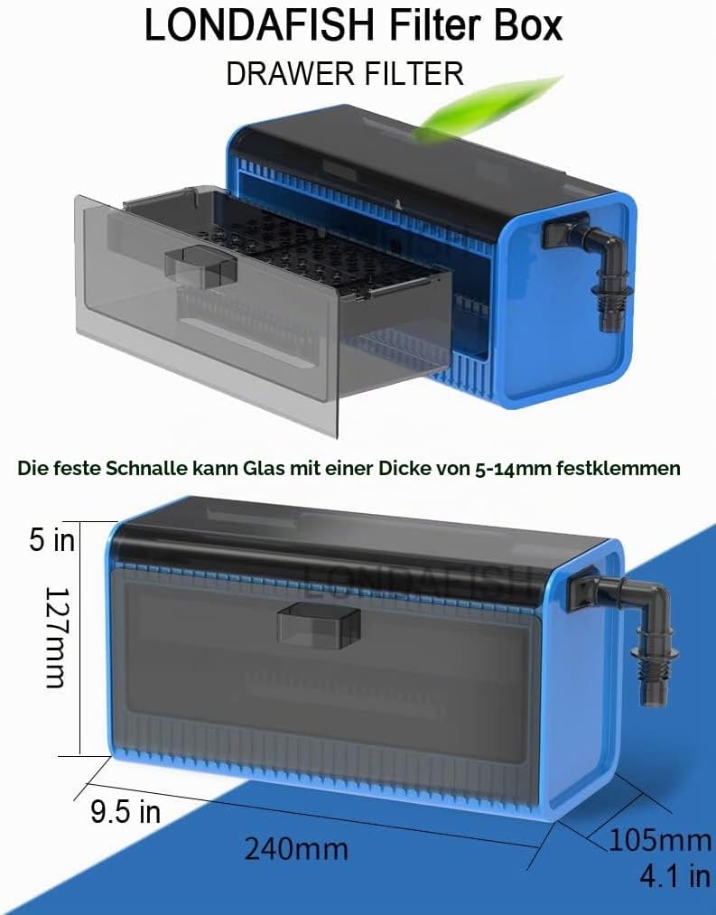 LONDAFISH Aquarium Filterkasten, Aquarium FilterSchachtel, Aquarium Wasserpumpe Filterbox,ein Zubehö