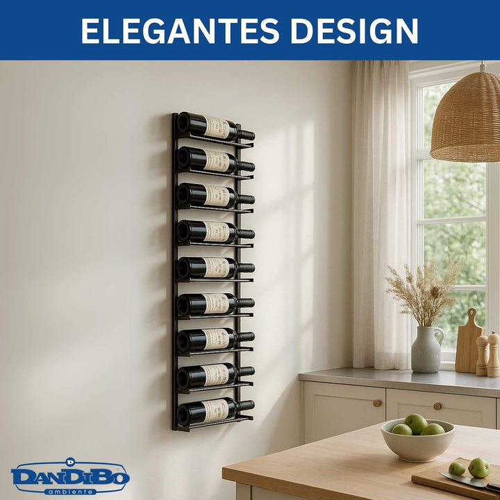 DanDiBo Weinregal Wand Metall Schwarz 240402 Flaschenregal Schmal Wandmontage Wine Rack Weinflaschen